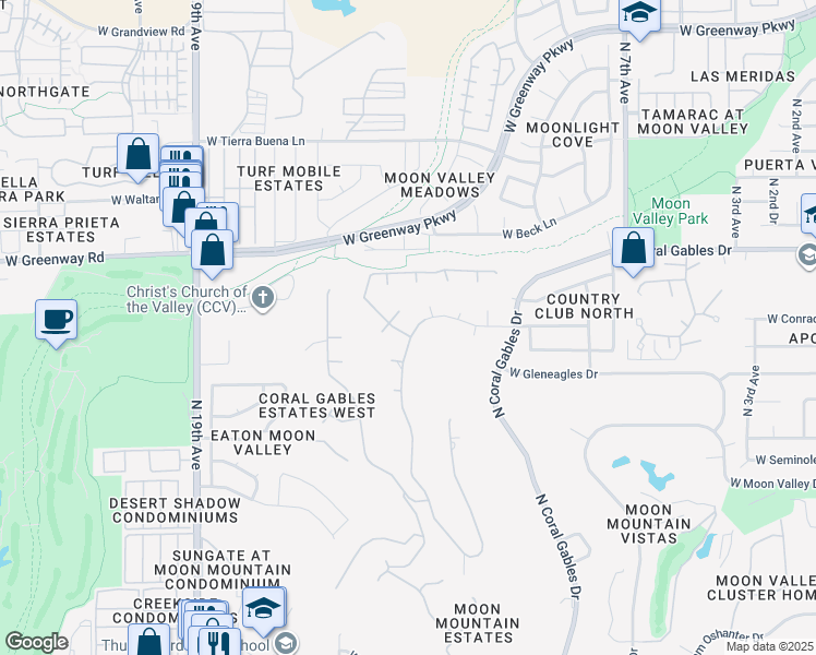 map of restaurants, bars, coffee shops, grocery stores, and more near 14832 North 15th Avenue in Phoenix