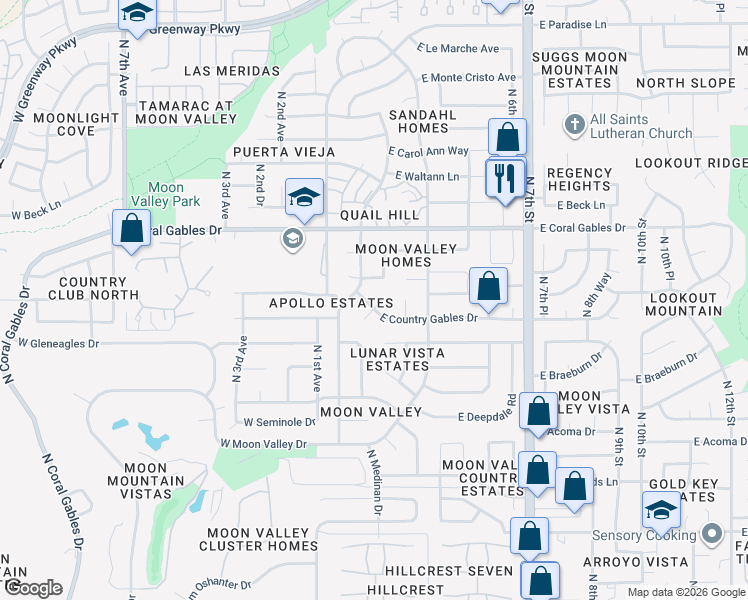 map of restaurants, bars, coffee shops, grocery stores, and more near 15023 North 1st Street in Phoenix