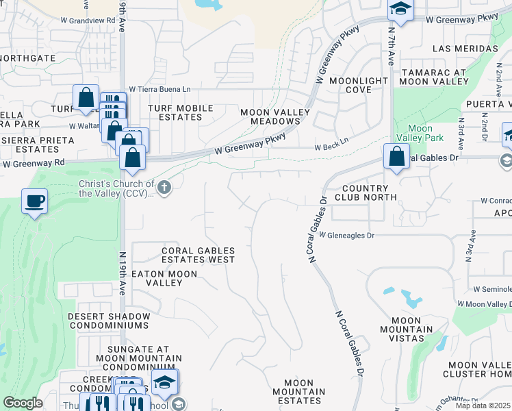 map of restaurants, bars, coffee shops, grocery stores, and more near 14832 North 15th Avenue in Phoenix