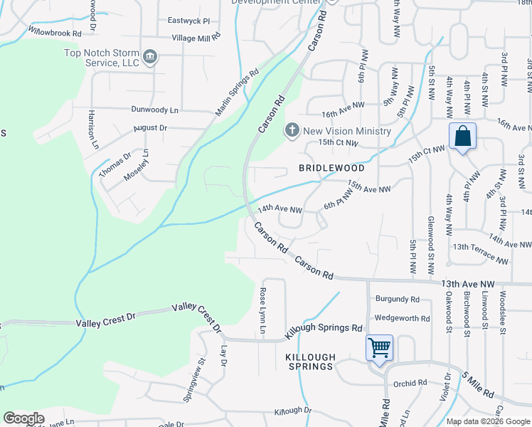 map of restaurants, bars, coffee shops, grocery stores, and more near 733 13th Terrace Northwest in Center Point