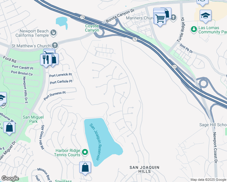 map of restaurants, bars, coffee shops, grocery stores, and more near 17 Lemans in Newport Beach