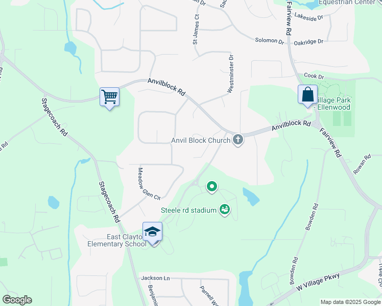 map of restaurants, bars, coffee shops, grocery stores, and more near 4833 Clayton Crossing Lane in Ellenwood