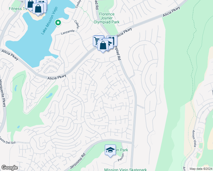 map of restaurants, bars, coffee shops, grocery stores, and more near 28403 Borgona in Mission Viejo