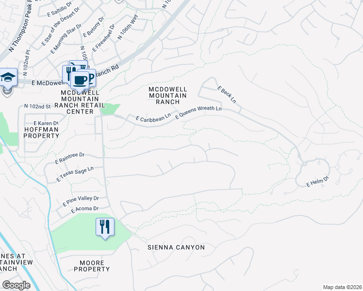 map of restaurants, bars, coffee shops, grocery stores, and more near 10914 East Raintree Drive in Scottsdale