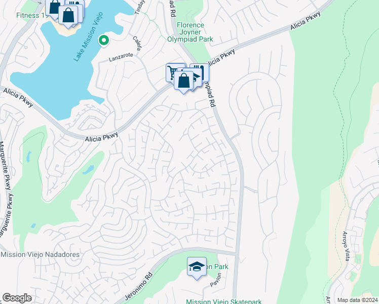 map of restaurants, bars, coffee shops, grocery stores, and more near 28403 Borgona in Mission Viejo
