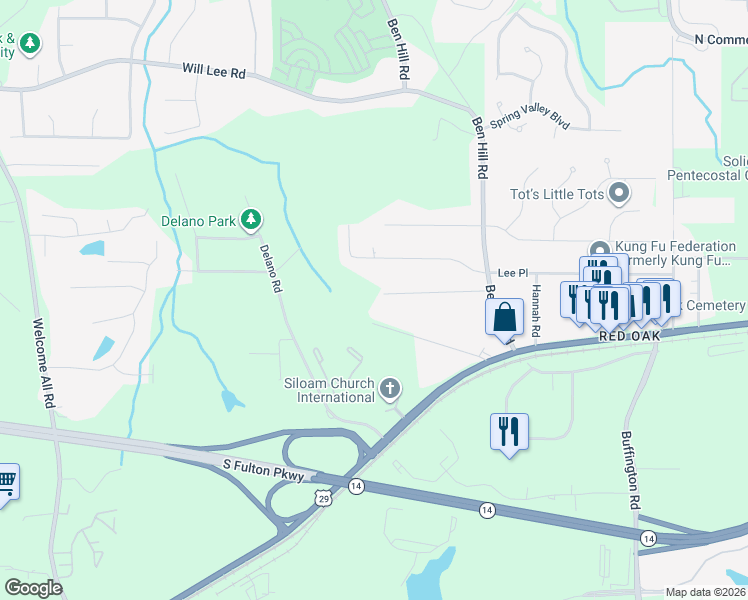 map of restaurants, bars, coffee shops, grocery stores, and more near 3725 Las Olas Drive in College Park