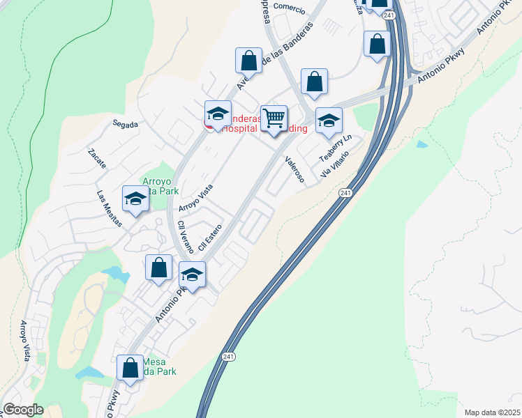 map of restaurants, bars, coffee shops, grocery stores, and more near 1 Breezy Meadows in Rancho Santa Margarita