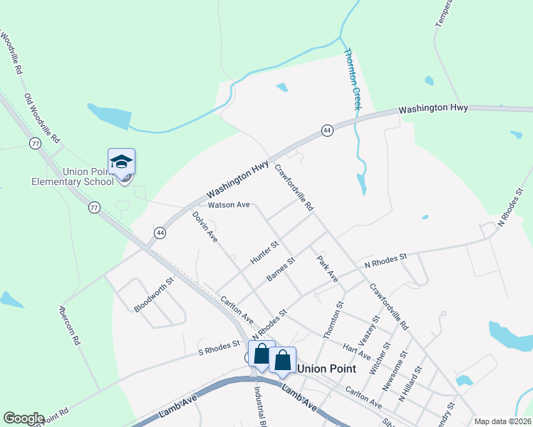 map of restaurants, bars, coffee shops, grocery stores, and more near 308 Church Street in Union Point