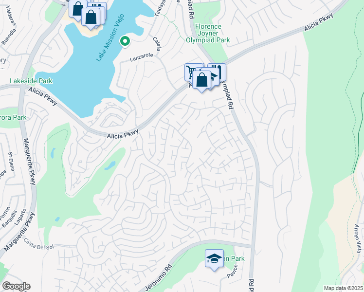 map of restaurants, bars, coffee shops, grocery stores, and more near 23317 El Greco in Mission Viejo