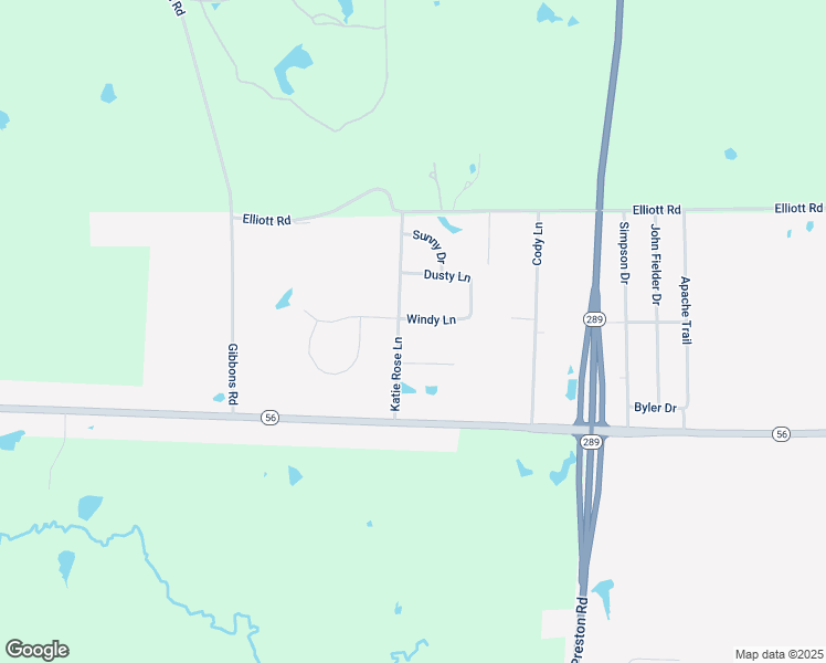 map of restaurants, bars, coffee shops, grocery stores, and more near 505 Windy Lane in Sherman