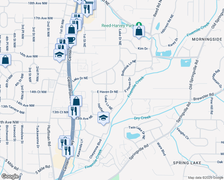 map of restaurants, bars, coffee shops, grocery stores, and more near 232 East Haven Drive in Birmingham