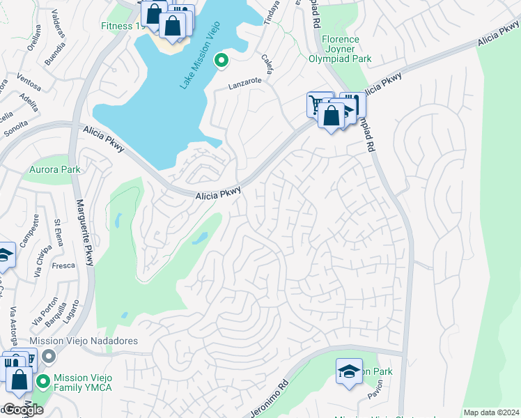 map of restaurants, bars, coffee shops, grocery stores, and more near 28133 Alava in Mission Viejo