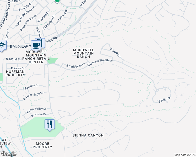 map of restaurants, bars, coffee shops, grocery stores, and more near 10914 East Raintree Drive in Scottsdale