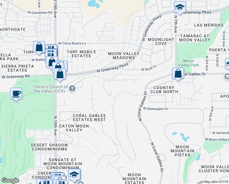 map of restaurants, bars, coffee shops, grocery stores, and more near 1530 West Port Au Prince Lane in Phoenix
