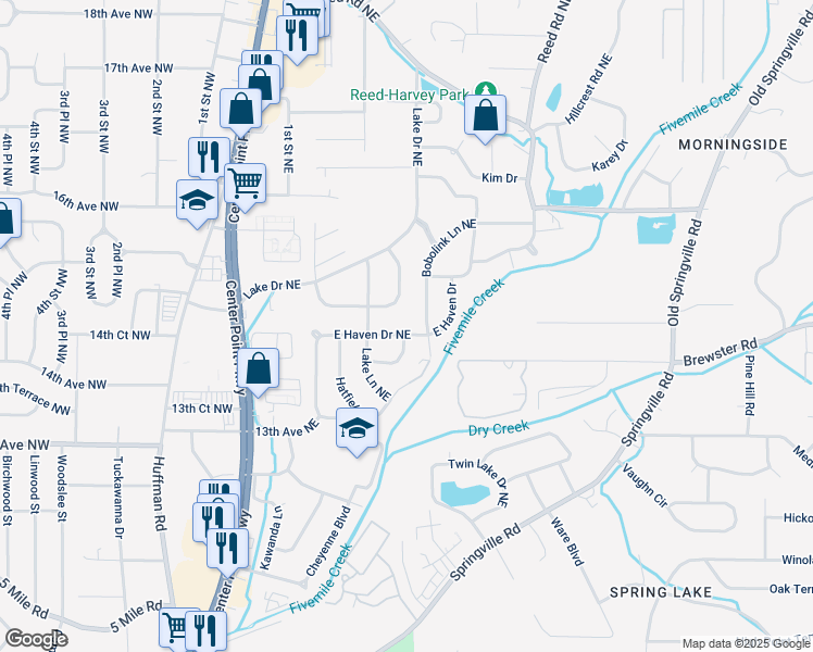 map of restaurants, bars, coffee shops, grocery stores, and more near 241 Lake Drive Circle Northeast in Birmingham