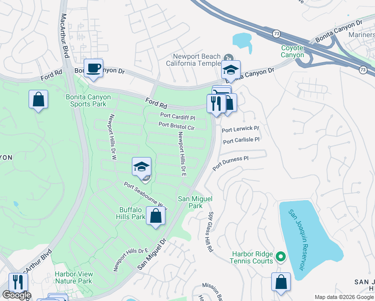 map of restaurants, bars, coffee shops, grocery stores, and more near 2018 Port Provence Place in Newport Beach