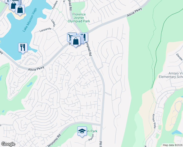 map of restaurants, bars, coffee shops, grocery stores, and more near 28522 Borgona in Mission Viejo