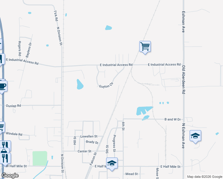 map of restaurants, bars, coffee shops, grocery stores, and more near 1307-1339 Guyton Circle in West Point