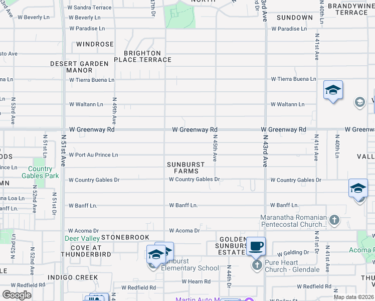 map of restaurants, bars, coffee shops, grocery stores, and more near 4606 West Port Au Prince Lane in Glendale