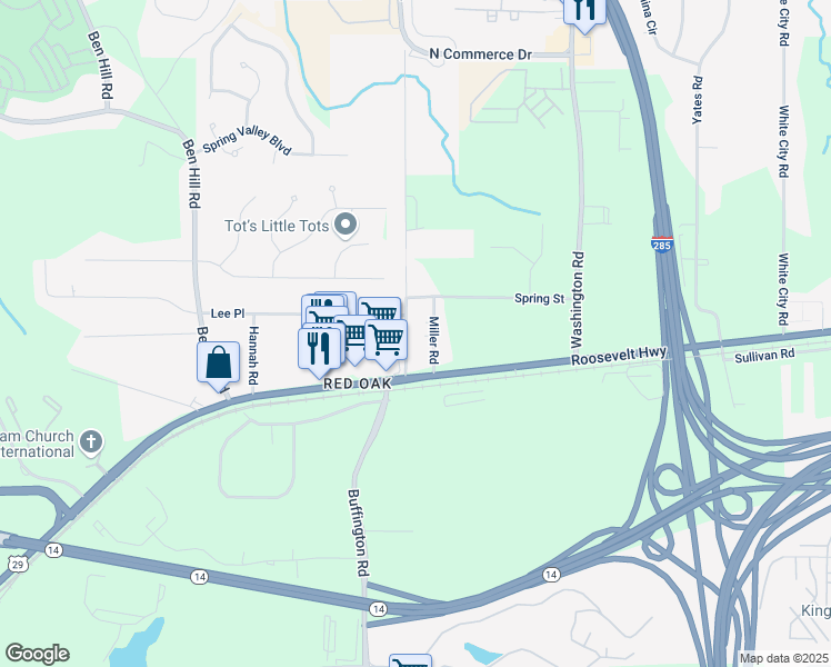 map of restaurants, bars, coffee shops, grocery stores, and more near 4852 Campbell Drive in Atlanta