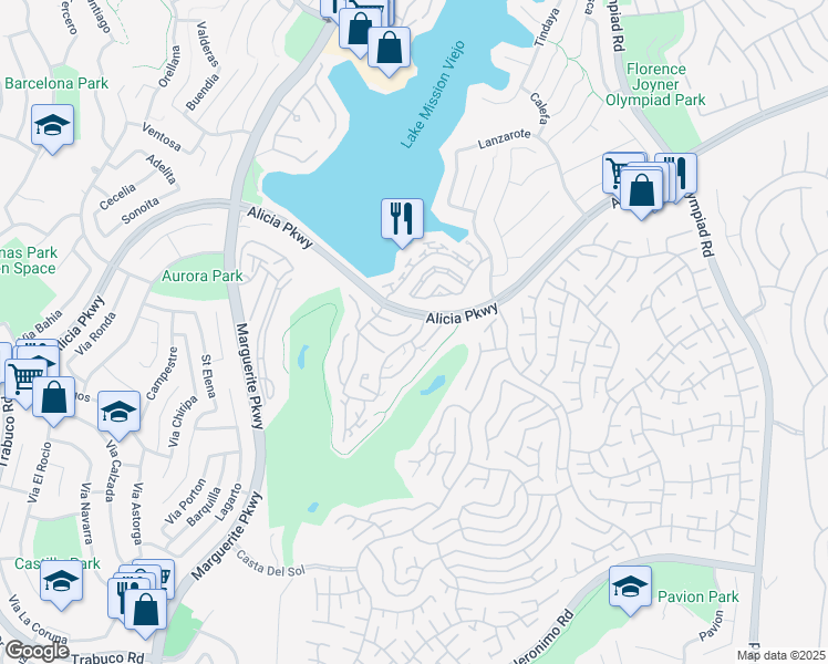 map of restaurants, bars, coffee shops, grocery stores, and more near in Mission Viejo