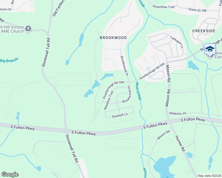 map of restaurants, bars, coffee shops, grocery stores, and more near 4931 Rapahoe Trail in Atlanta