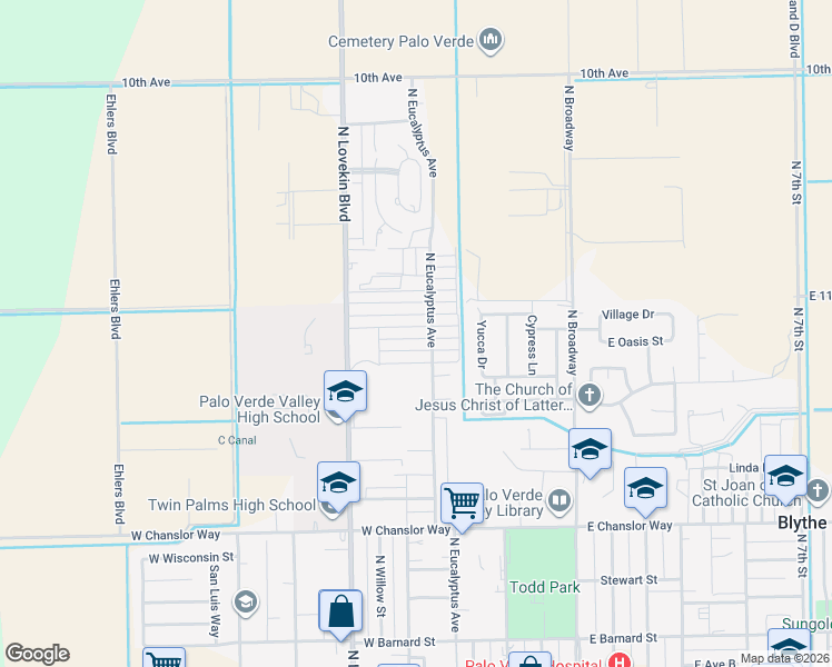map of restaurants, bars, coffee shops, grocery stores, and more near 560 Holley Lane in Blythe