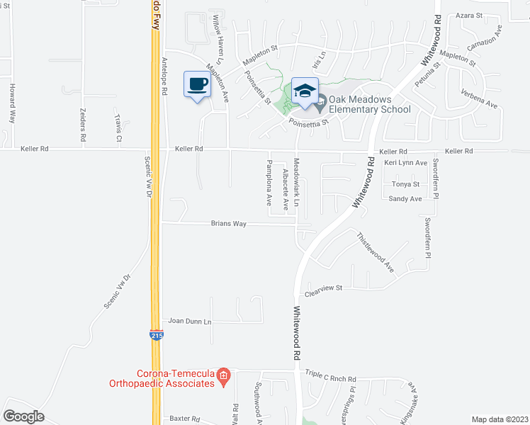 map of restaurants, bars, coffee shops, grocery stores, and more near 34155 Pamplona Avenue in Murrieta