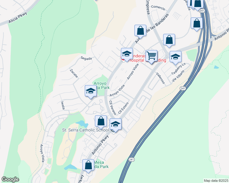 map of restaurants, bars, coffee shops, grocery stores, and more near 16 Vía Marguesa in Rancho Santa Margarita