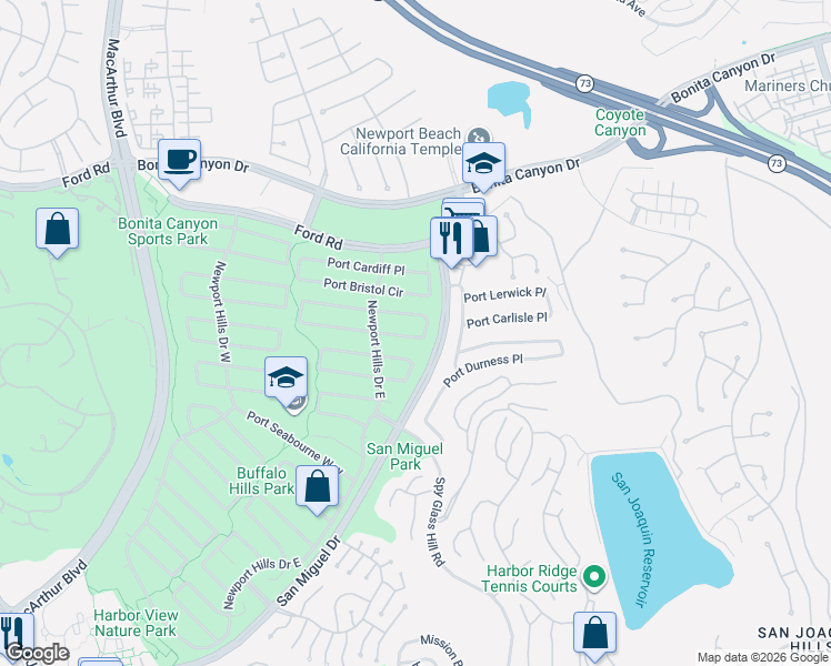 map of restaurants, bars, coffee shops, grocery stores, and more near 2018 Port Provence Place in Newport Beach