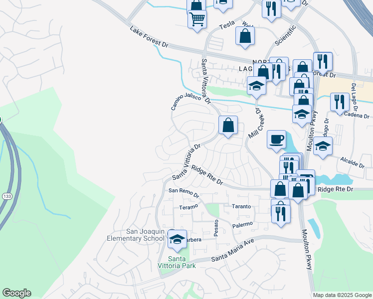 map of restaurants, bars, coffee shops, grocery stores, and more near 22246 Caminito Tasquillo in Laguna Hills