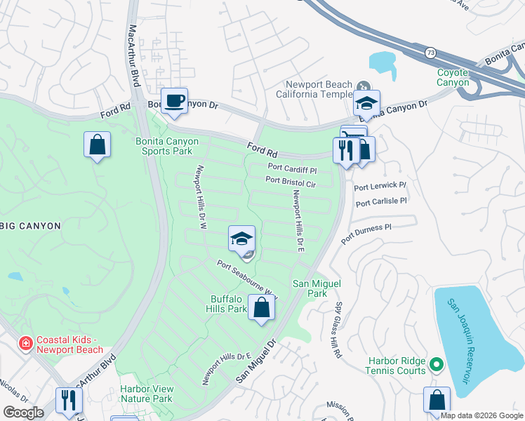 map of restaurants, bars, coffee shops, grocery stores, and more near 1919 Port Provence Place in Newport Beach
