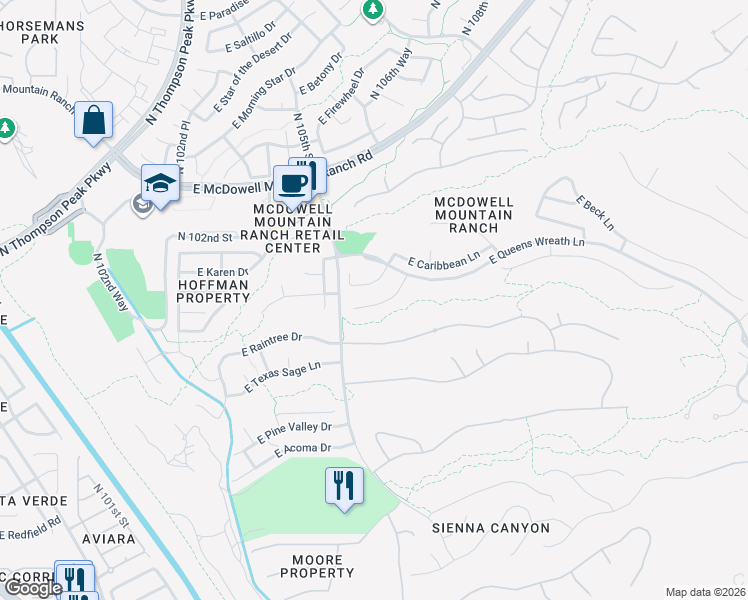 map of restaurants, bars, coffee shops, grocery stores, and more near 10614 East Blanche Drive in Scottsdale