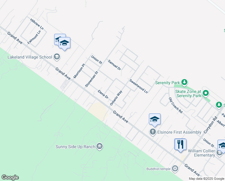 map of restaurants, bars, coffee shops, grocery stores, and more near 19250 Henshaw Court in Lake Elsinore