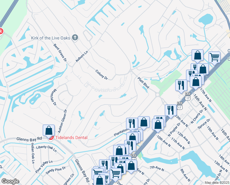 map of restaurants, bars, coffee shops, grocery stores, and more near 213 Double Eagle Drive in Myrtle Beach