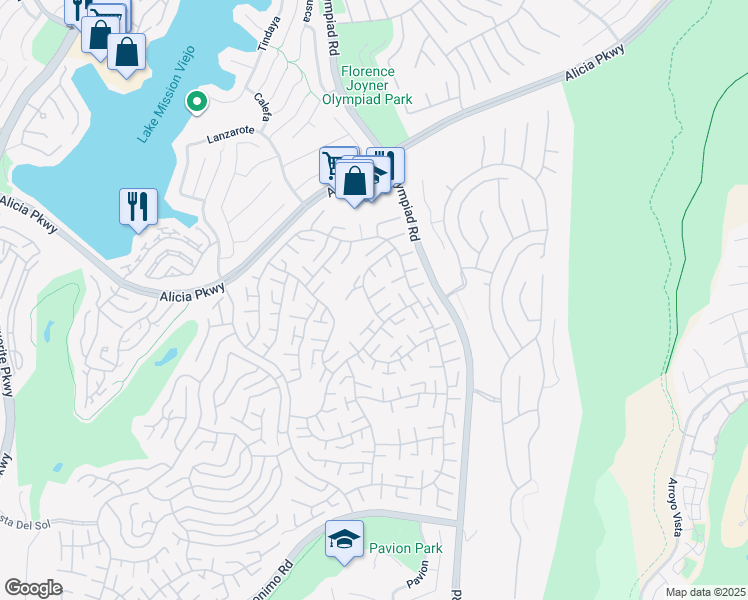 map of restaurants, bars, coffee shops, grocery stores, and more near 28406 Buena Vista in Mission Viejo