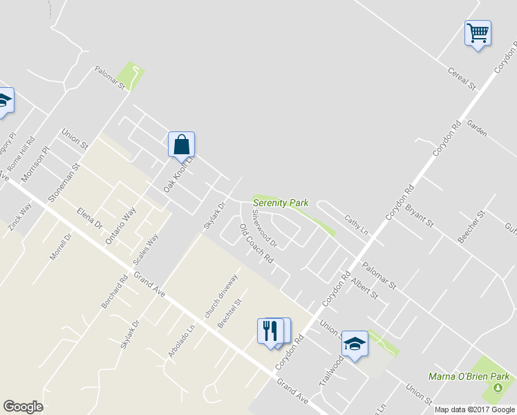 map of restaurants, bars, coffee shops, grocery stores, and more near 19630 Berrywood Drive in Lake Elsinore