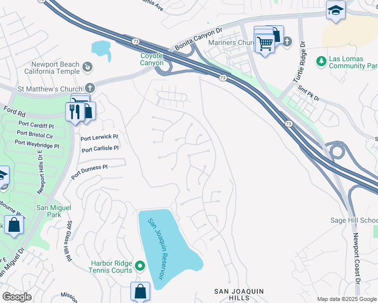 map of restaurants, bars, coffee shops, grocery stores, and more near 27 Ferrand in Newport Beach