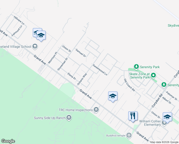 map of restaurants, bars, coffee shops, grocery stores, and more near 32640 Ontario Way in Lake Elsinore