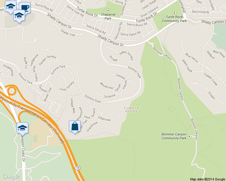 map of restaurants, bars, coffee shops, grocery stores, and more near 42 Woodcrest in Irvine