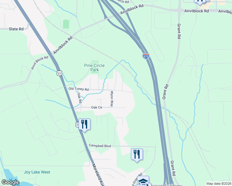map of restaurants, bars, coffee shops, grocery stores, and more near 2630 Wynn Way in Ellenwood