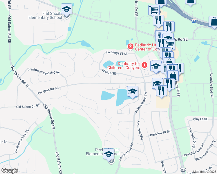 map of restaurants, bars, coffee shops, grocery stores, and more near 2338 Jenna Way in Conyers