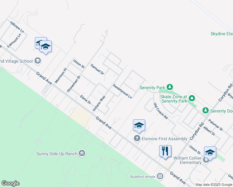 map of restaurants, bars, coffee shops, grocery stores, and more near 19390 Okeechobee Lane in Lake Elsinore