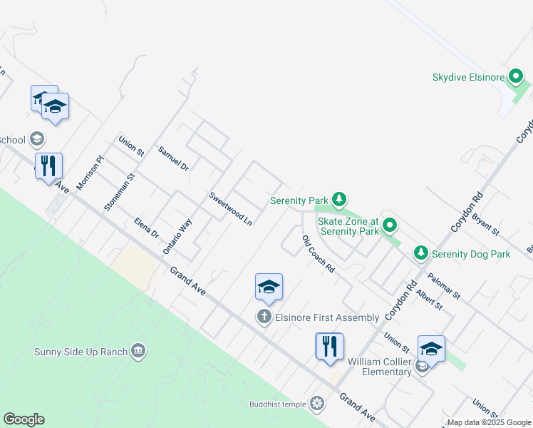 map of restaurants, bars, coffee shops, grocery stores, and more near 32440 Beechwood Lane in Lake Elsinore