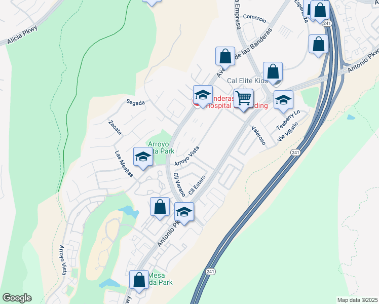 map of restaurants, bars, coffee shops, grocery stores, and more near 24 Vía Marguesa in Rancho Santa Margarita