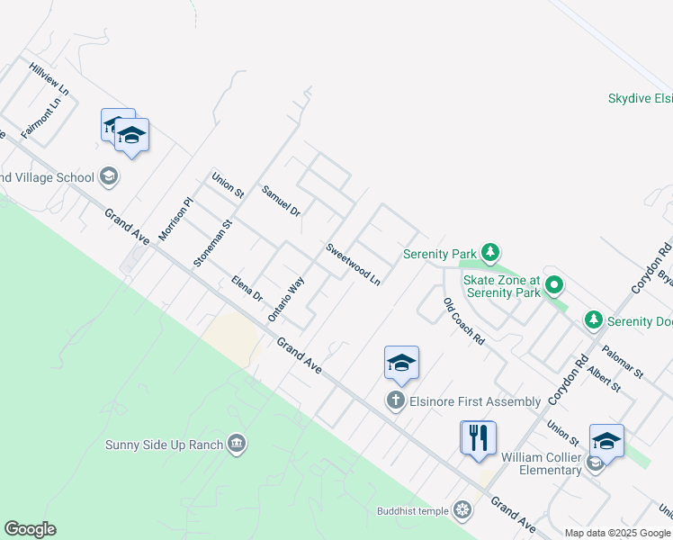 map of restaurants, bars, coffee shops, grocery stores, and more near 19390 Okeechobee Lane in Lake Elsinore