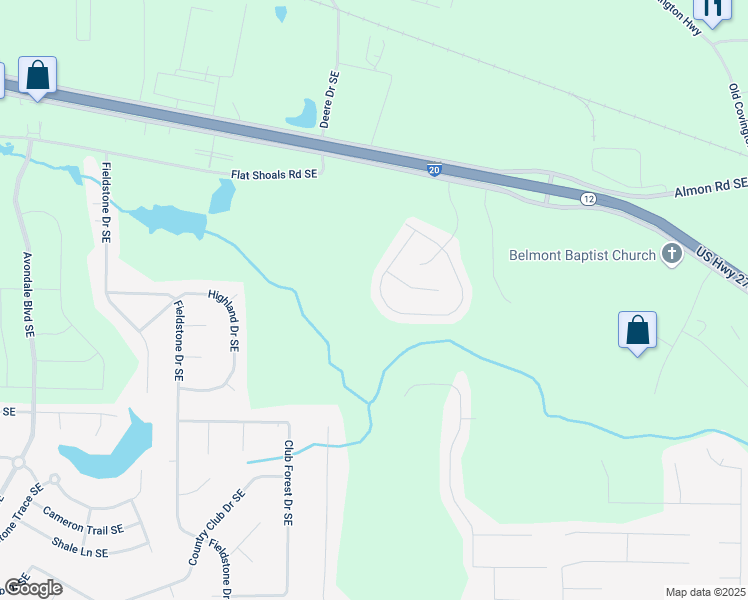 map of restaurants, bars, coffee shops, grocery stores, and more near 345 Piedmont Circle in Covington