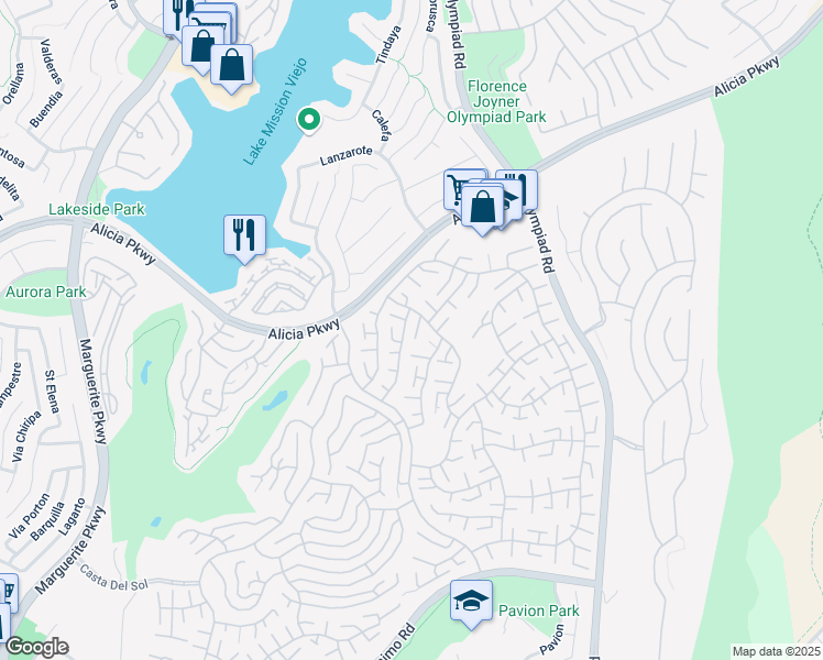 map of restaurants, bars, coffee shops, grocery stores, and more near 23247 El Greco in Mission Viejo