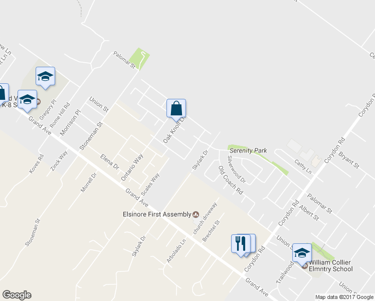 map of restaurants, bars, coffee shops, grocery stores, and more near 32465 Beechwood Lane in Lake Elsinore