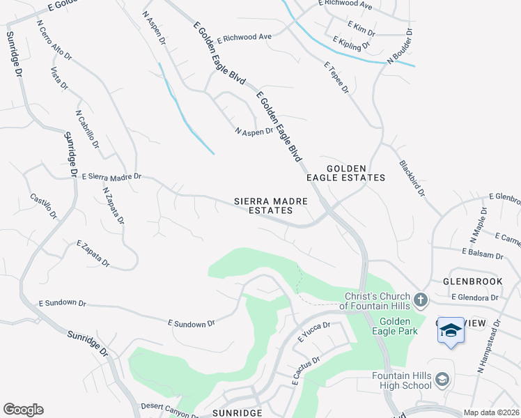 map of restaurants, bars, coffee shops, grocery stores, and more near 15640 East Sierra Madre Drive in Fountain Hills